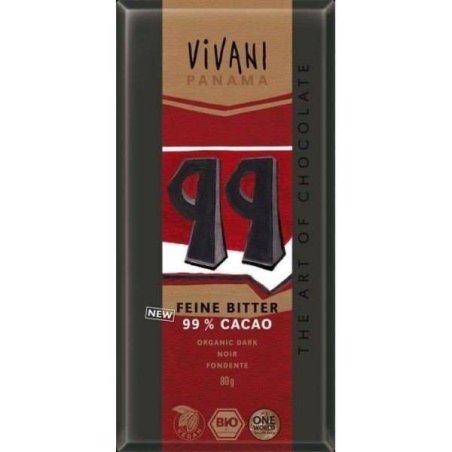 CHOCOLATE NEGRO 99% 80 G VIVANI