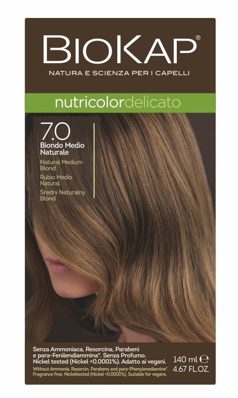 TINTE DELICATO 7.0 RUBIO MEDIO NATURAL 140 ML BIOKAP