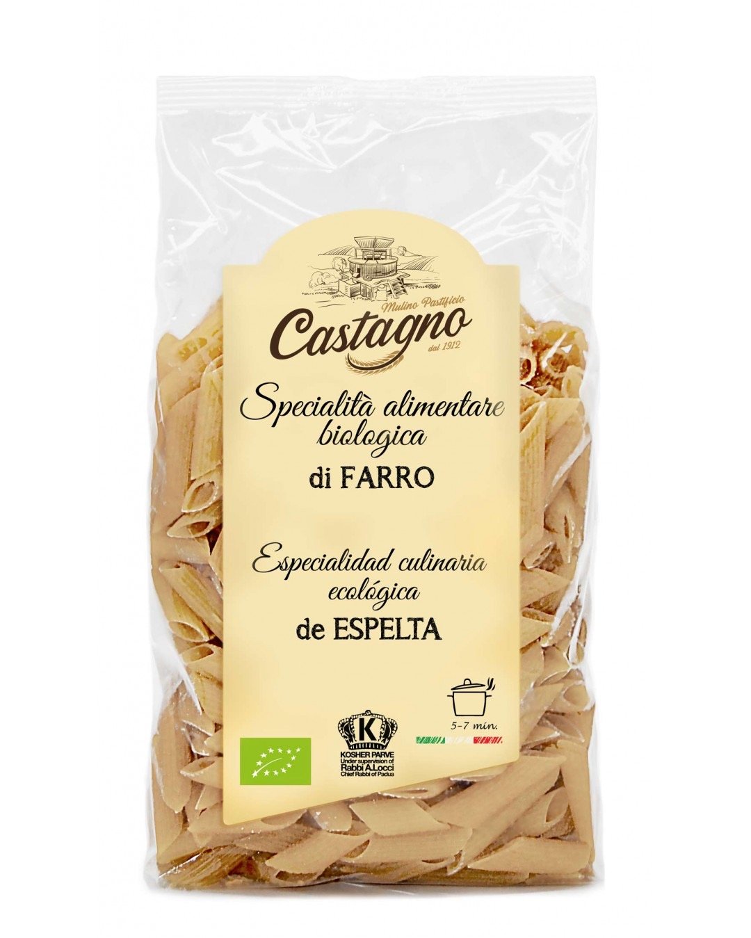 MACARRONES DE ESPELTA BLANCO 500 GR CASTAGNO