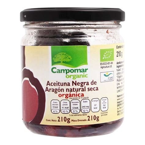 ACEITUNA SENA NEGRA ARAGON BIO 210GR CAMPOMAR NATURE