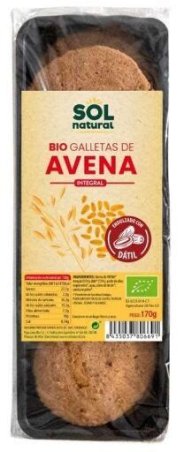 GALLETAS AVENA ENDULZADAS CON DATIL BIO SOL NATURAL