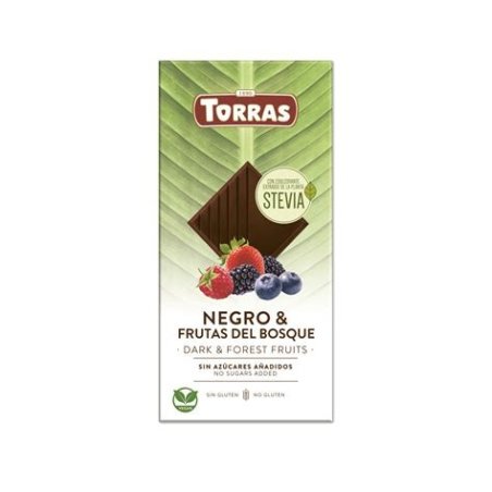 BARRITA CHOCOLATE NEGRO CON FRUTAS DEL BOSQUE STEVIA 35G TORRAS