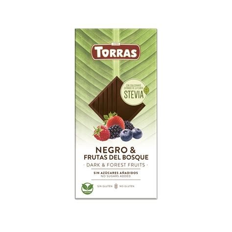 BARRITA CHOCOLATE NEGRO CON FRUTAS DEL BOSQUE STEVIA 35G TORRAS