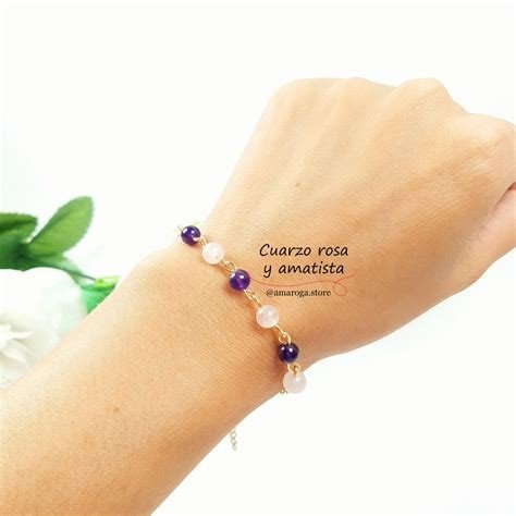 PULSERA 7 NUDOS AMATISTA, CUARZO ROSA, CUARZO BLANCO ALURA