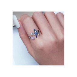 ANILLO PLATA LEY AJUSTABLE SHUNGIT BUDA AZUL