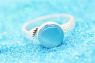 ANILLO PLATA LEY AJUSTABLE OJO DE TIGRE BUDA AZUL
