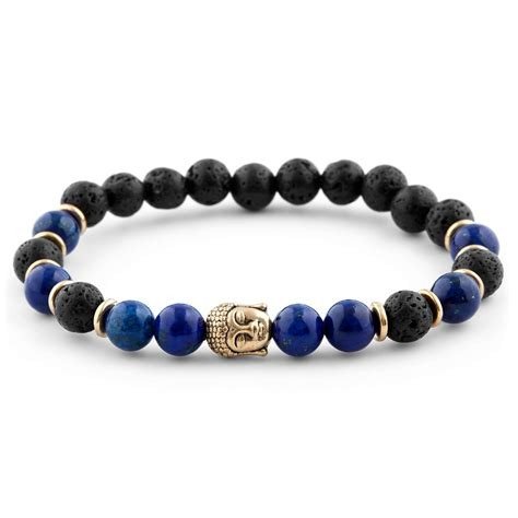 PULSERA SHUNGIT 7 BOLAS JUNTAS 6MM NEGRA BUDA AZUL