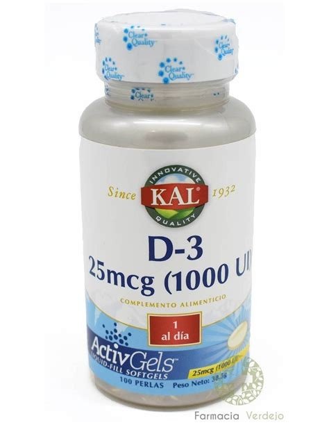 VITAMINA D3 1000 IU 100 PERLAS KAL