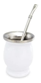 MATE CON BOMBILLA BLANCO EL PASITO