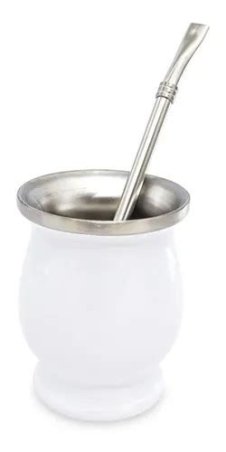 MATE CON BOMBILLA BLANCO EL PASITO