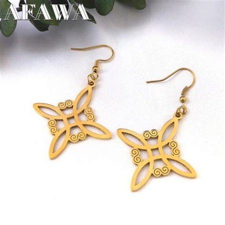 PENDIENTES NUDO BRUJA ACERO DORADO