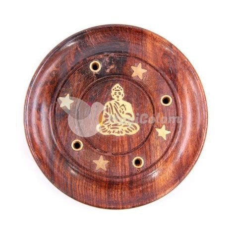 QUEMADOR INCIENSO MADERA REDONDO ARBOL BUDA AZUL