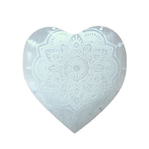 CORAZON SELENITA MANDALA BUDA AZUL