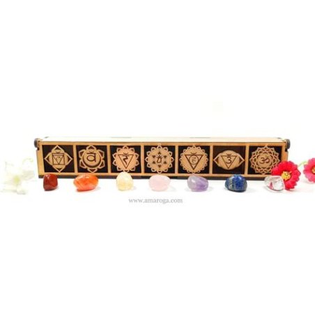 CHAKRAS CAJA DE MADERA GEMAS CANARIAS