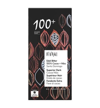 CHOCOLATE 100% CACAO + NIBS VIVANI
