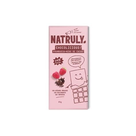 TABLETA CHOCOLATE CON FRAMBUESA Y  CACAO 85G NATRULY