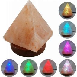 LAMPARA DE SAL DEL HIMALAYA USB PIRAMIDE CON LINEAS MULTICOLOR