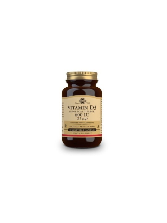 VITAMINA D3 600UI (15MCG) 60 CAPSULAS SOLGAR