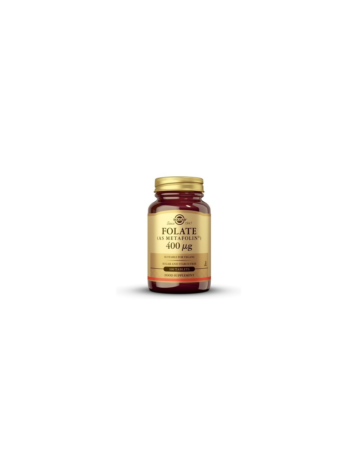 FOLATO (METAFOLIN) 400MCG SOLGAR  100 TABLETAS