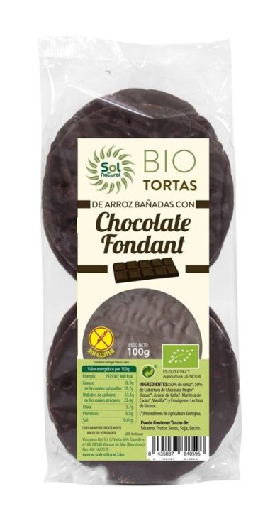 CHOCOLATE FONDANT TORTA ARROZ SOL NATURAL 100 G