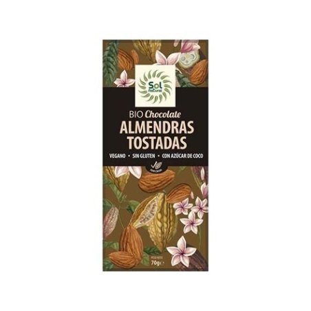 TABLETA CHOCOLATE ALMENDRAS TOSTADAS BIO SOL NATURAL 70 G