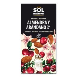 TABLETA CHOCOLATE BLANCO ALMENDRA ARANDANO SOL NATURAL 70 G