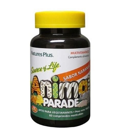 ANIMAL PARADE MULTIVITAMINICO SABOR NARANJA 60 COMPRIMIDOS MASTICABLES NATURES PLUS