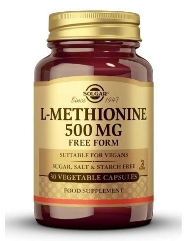 L- METIONINA SOLGAR 500 MG 30 CAPSULAS VEGETALES