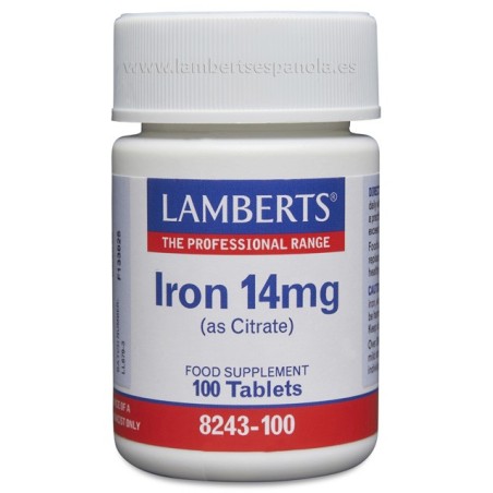 CITRATO DE HIERRO 100 TABLETAS 14MG LAMBERTS