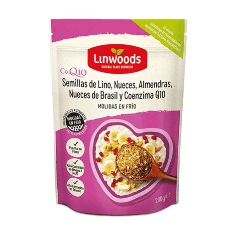 SEMILLAS DE LINO, NUECES, ALMENDRAS, NUECES DE BRASIL Y COENZIMA Q10 LINWOODS