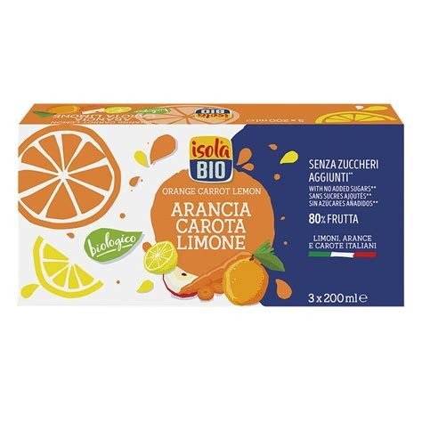 ZUMO DE NARANJA, ZANAHORIA Y LIMON 200ML ISOLA BIO