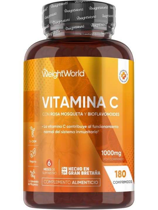 VITAMINA C CON ESCARAMUJO Y  BIOFLAVONOIDE 1000 MG 180 TABLETAS WEIGHTWORLD