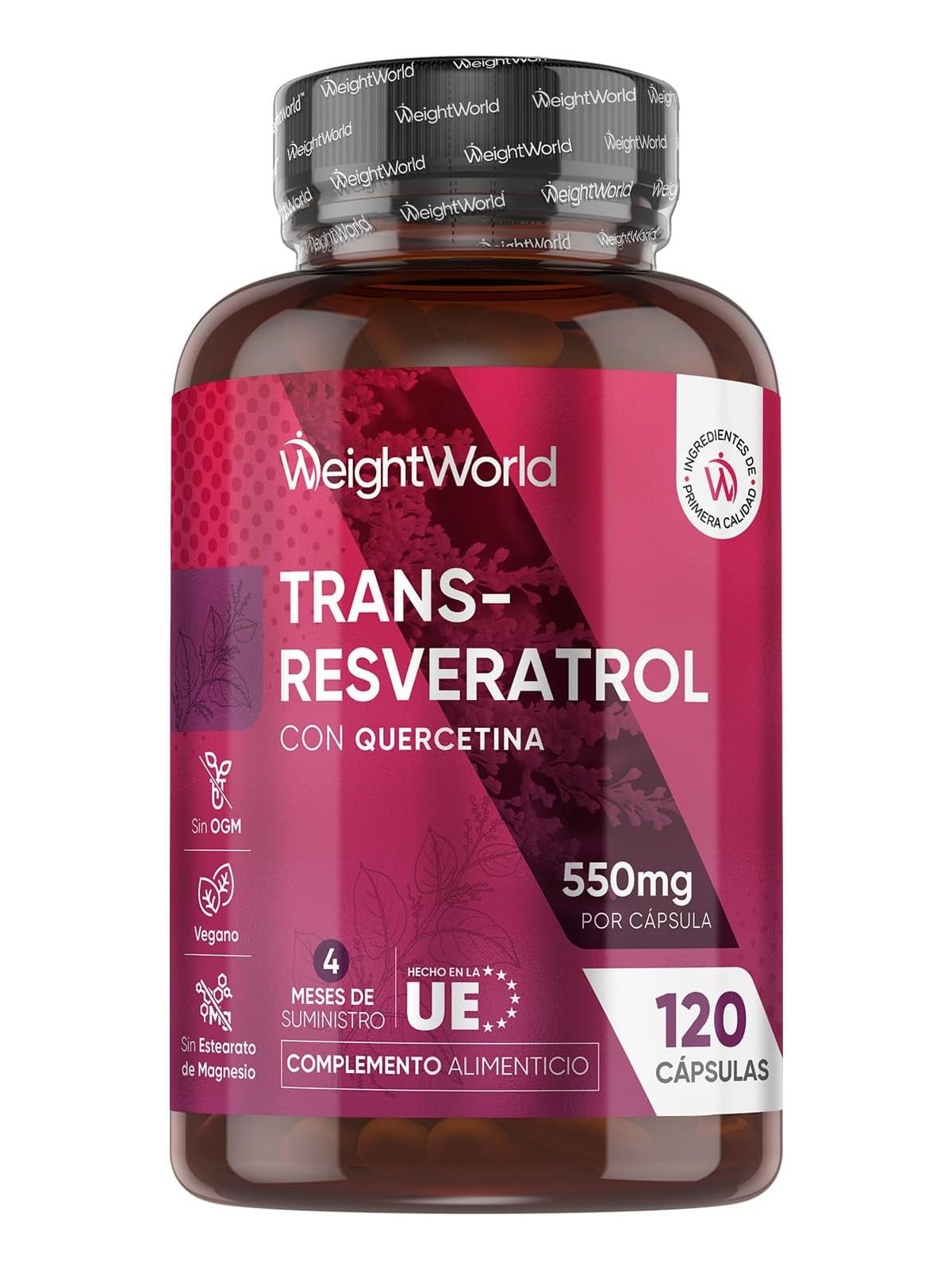 TRANS RESVERATROL CON QUERCETIN 550 MG 120 CAPSULAS WEIGHTWORLD