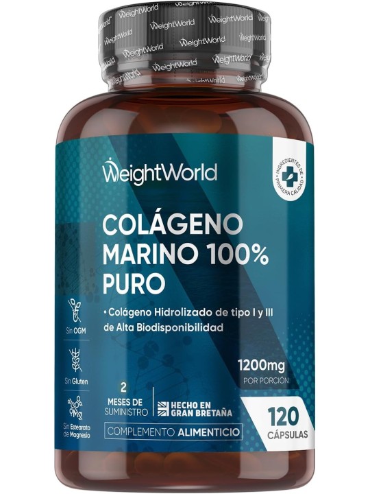 COLAGENO MARINO PURO 1200 MG 120 CAPSULAS WEIGHTWORLD