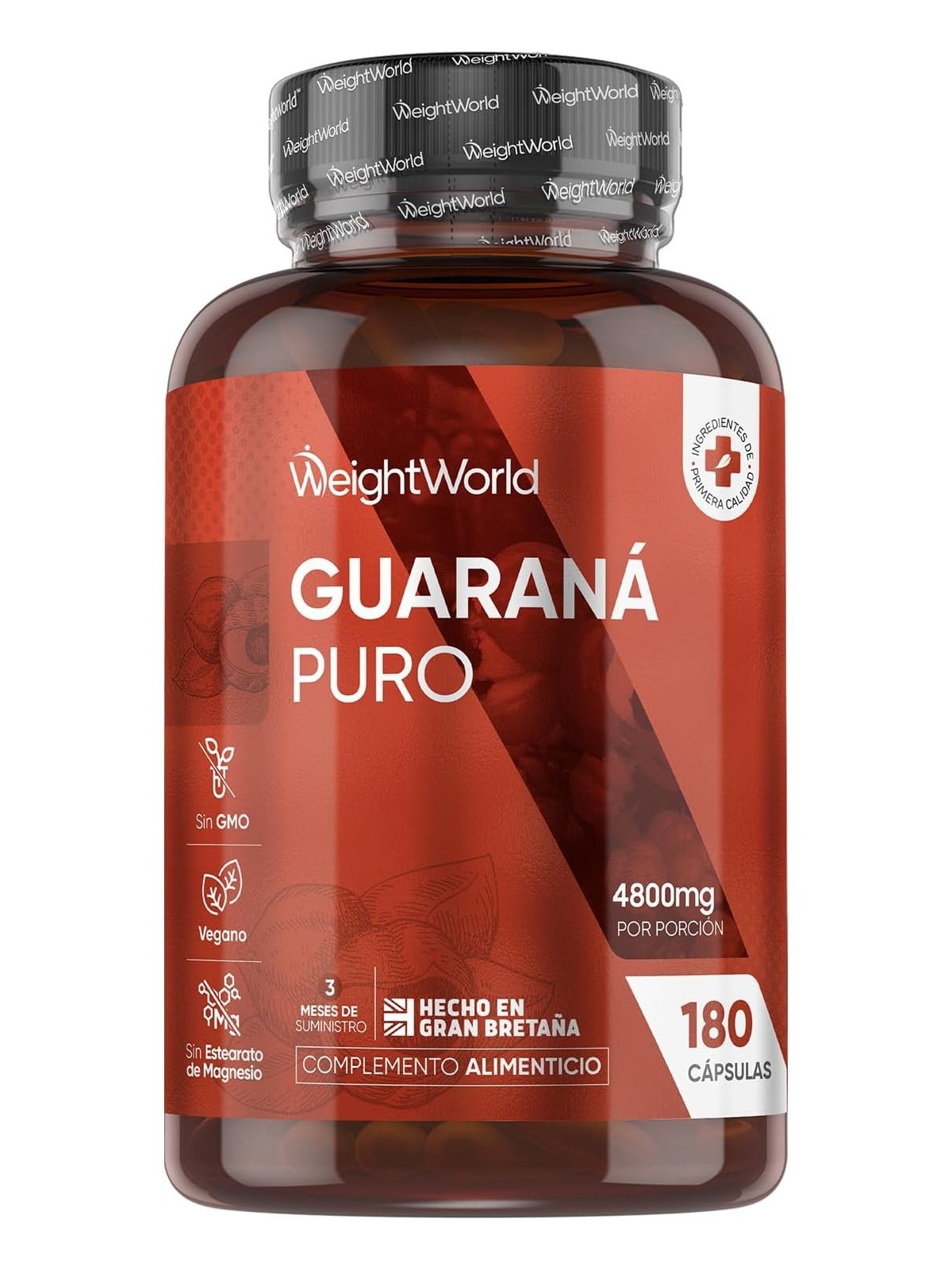 GUARANA PURO 4800 MG 180 CAPSULAS WEIGHTWORLD