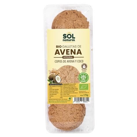 GALLETAS DE COPOS DE AVENA Y COCO SOL NATURAL