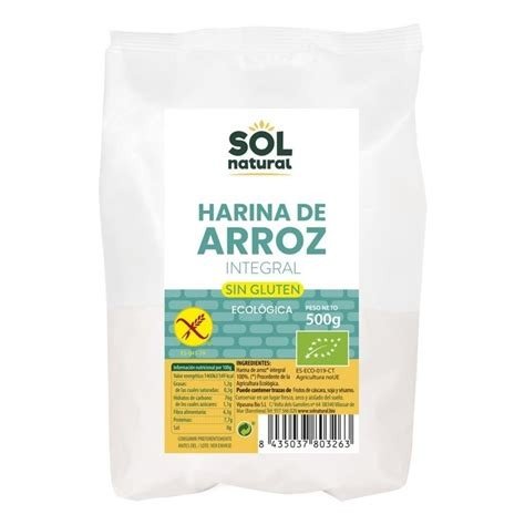 SOL-HARINA ARROZ INTEGRAL S/GLUTEN BIO 500 GRS