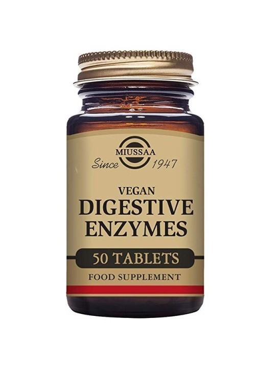 VEGAN ENZIMAS DIGESTIVAS 50 COMPRIMIDOS MASTICABLES SOLGAR