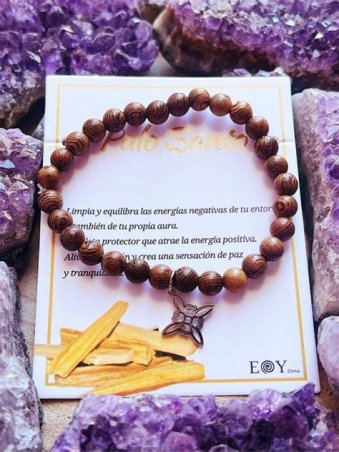 PALO SANTO PULSERA MANO FATIMA Y NUDO DE BRUJA