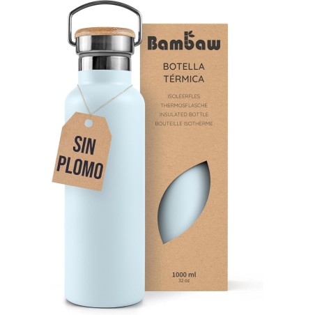 BOTELLA ACERO INOXIDABLE CELESTE 1000ML BAMBAW
