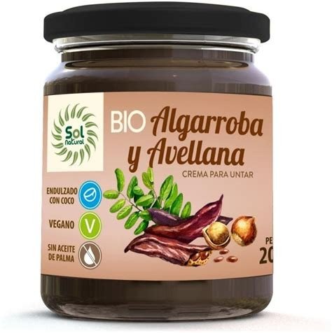 CREMA ALGARROBA Y AVELLANA 200 G SOL NATURAL