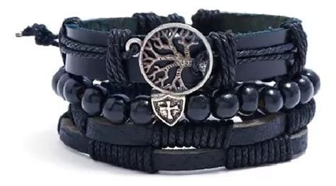 PULSERA ARBOL DE LA VIDA COLOR NEGRO BUDA AZUL