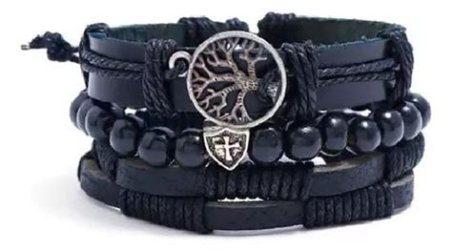 PULSERA ARBOL DE LA VIDA COLOR NEGRO BUDA AZUL
