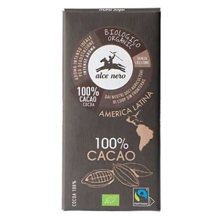 TABLETA DE CACAO PURO 100 % ALCE NERO