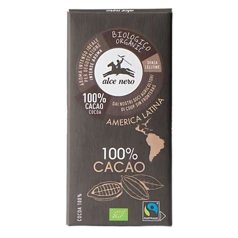 TABLETA DE CACAO PURO 100 % ALCE NERO