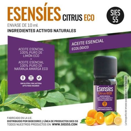 ACEITE ESENCIAL ESENSIES CITRUS LIMON Y NARANJA AMARGA 10 ML SIES 55