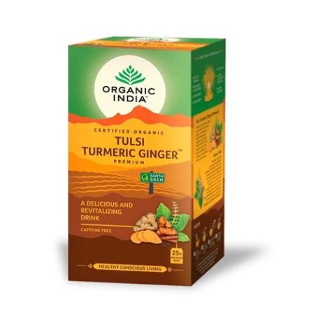 TULSI CURCUMA Y JENGIBRE INFUSION 25 BOLSAS ORGANIC INDIA