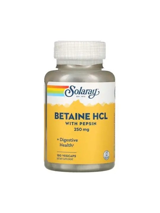 BETAINE HCL PEPSIN 250 MG C/180 CAPS SOLARAY