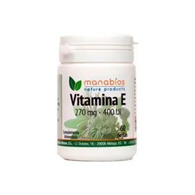 VITAMINA E NATURAL 60 PERLAS 268 MG. MANABIOS