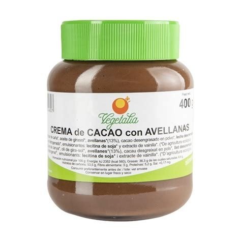 CREMA DE CACAO BIO CON AVELLANAS VEGETALIA 400GR